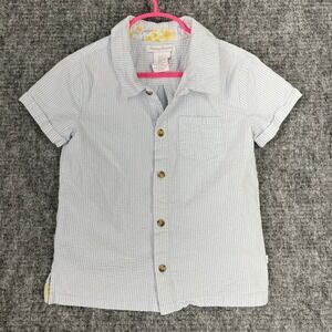 Tommy Bahama Boys 6 Blue Seersucker Stripe Button Up Short Sleeve Shirt Resort